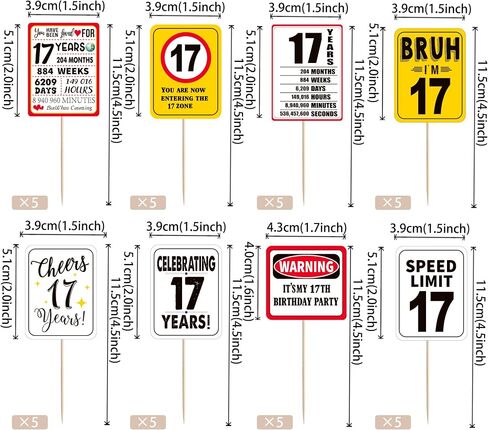 Rsstarxi 40 Pack 17th Birthday Cupcake Toppers Cheers to 17 Years Out Single Digits Cupcake Picks Bruh I'm 17 Speed Limit 17 It's My 17th Birthday Cake Decorations for Boys Girls Birthday Party Decors in Saudi Arabia