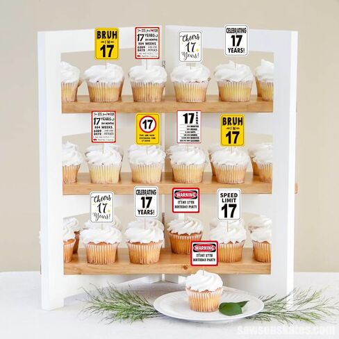 Rsstarxi 40 Pack 17th Birthday Cupcake Toppers Cheers to 17 Years Out Single Digits Cupcake Picks Bruh I'm 17 Speed Limit 17 It's My 17th Birthday Cake Decorations for Boys Girls Birthday Party Decors in Saudi Arabia