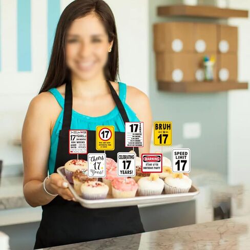 Rsstarxi 40 Pack 17th Birthday Cupcake Toppers Cheers to 17 Years Out Single Digits Cupcake Picks Bruh I'm 17 Speed Limit 17 It's My 17th Birthday Cake Decorations for Boys Girls Birthday Party Decors in Saudi Arabia