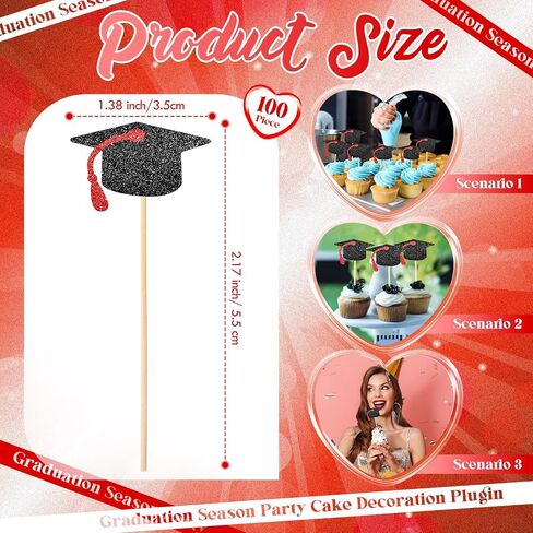 Leinuosen 100 PCS 2025 Capcake Cupcake Topcake Toppers Glitr Glitter تهانينا Capcake Capcake مع شرابات لفئة 2025 لوازم كعكة الحفلات العليا (شرابة أرجوانية) in Kuwait