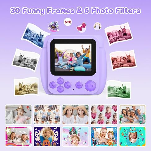 Kids Camera Instant Print, Birthday Gifts for Girls Boys with 3 Rolls Print Paper & 32GB Card, 48MP Toddler Digital Camera 1080P HD Video Toys Camera for Kids 3-12, Blue in Kuwait