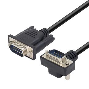RIIEYOCA 90 Degree DB9 RS232 Serial Cable, Down Angled DB9 Male to Male Adapters Cable for Data Communication 0.5M (D)