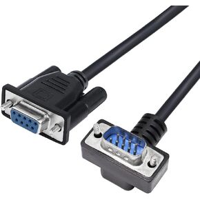 RIIEYOCA 90 Degree DB9 RS232 Serial Cable, Down Angled DB9 Male to Male Adapters Cable for Data Communication 0.5M (D)