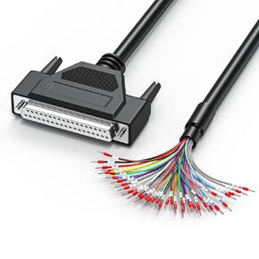 DB37 Male to Bare Wire with Cable Marker, DB37 Cable 26AWG-3.3FT, D-SUB 37-Pin Connector to Single end Cable with Terminal,Multicore 37 Wire All Provided with Wiring Terminals-Black