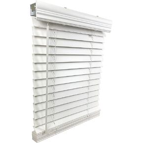 US Window And Floor 2" Faux Wood 34.125" W x 24" H, Inside Mount Cordless Window Blinds, 34.125 x 24, Smooth White