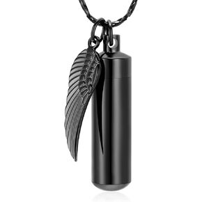 Imrsanl Cremation Jewelry for Ashes Pendant Urn Necklace Cylinder with Glass Vial Keepsake Ashes Memorial Jewelry