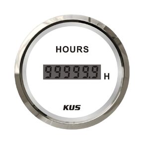 Kus 52mm 2" Engine Hourmeter Hour Gauge 12V 24V with Backlight for Marine Boat Auto Car RV Snowmobile