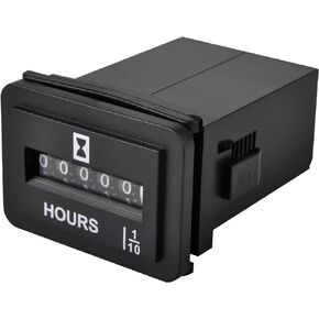 Runleader Mechanical Hour Meter, Volt.DC 6V to 80V, TOT Hours Accumulating, Snap-in Design,Data Storage for Lawn Mower Golf Cart and Other Battery Powered Device. (DC 6-80V)