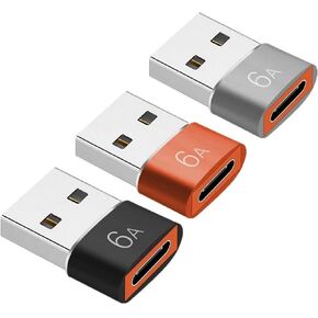USB c to USB Adapter Female Male usbc Type c Converter Mini Phone Cord Plug Connector Fast Laptop Bulk 3 Pack