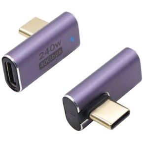 RIIEYOCA 8K USB C Male to Female 4.0 Expansion Adapter, 240W 40Gbps Transmission Speed, 8K 60HZ,LED Lights Designed for Tablets, Laptops, Cell Phones, and More (2-Pack) (Straight Male Black)