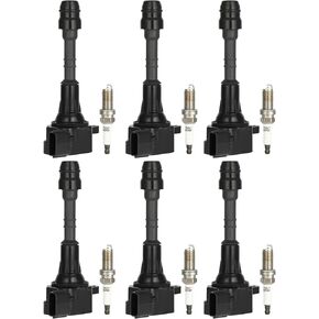 ECCPP UF349 6 ignition coils with 6 iridium Spark Plugs 2002-2012 for Nissan for Infiniti for Maxima for Murano for Pathfinder for Quest for Altima Q4 350z FX35 G35 ‎UF-349 5C1403