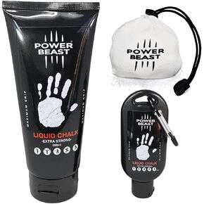 Power Beast Liquid Chalk Combo 200 + 50 ML + Chalk Ball 2.2 oz. Liquid Sports Chalk, Professional Hand Grip for Gym, Weightlifting, Rock Climbing, Gymnastics, Crossfit, Powerlifting, Pole Dance.