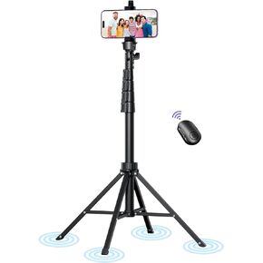 Fugetek 62" Selfie Stick Tripod for iPhone, Stable 4 Leg Design, Bluetooth Remote, Aluminum Stick & Legs, Lightweight, Portable All in One, Compatible with iPhone & Android, Non Skid Feet