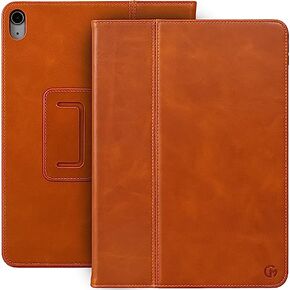 Casemade iPad Air 4th/5th Gen 10.9 بوصة (2020/2022) غطاء نحيف فاخر فاخر من الجلد الإيطالي الحقيقي/حافظة ذكية مع حامل مزدوج وخاصية النوم/الاستيقاظ التلقائي (أسمر) in Kuwait