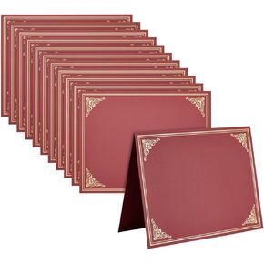 Burgundy Certificate Holders, Letter Size Diploma Covers with Gold Foil Border (12 Pack)