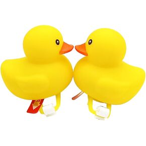 2 Pack Duck Bike Bell, Rubber Duck Bicycle Accessories, Bicycle Horns Mountain Bike Handlebar Light Bicycle Accessories, Yellow