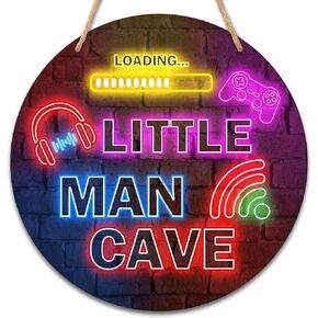 Neon Gaming Little Man Cave, Boys Teenage Room Hanging Wall Art Decoration, 10" Vedio Game Hanging Wall Art Decor for Kids Toddler Bedroom Playroom Living Room - B01
