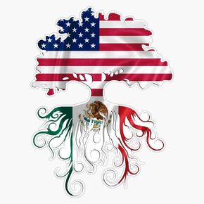 American Mexican Roots Sticker Decal Bumper Sticker 5inch Clear