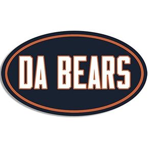 Oval Da Bears Sticker, Blue and Orange Bear Vinyl Decal for Football Fans in Chicago (3 x 5 inch)