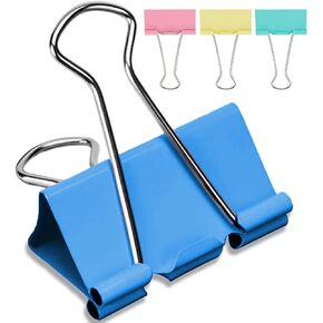 2 Inch Extra Large Binder Clips (24 Pack), Assorted Colors, Colored Jumbo Paper Clips, Big Paper Clamps, Binder Clips Large Size for Home, School and Office Supplies