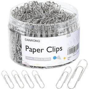 650 PCS Paper Clips Assorted Sizes, Small Medium and Large (1.1", 1.3" & 2"), Paperclips for Office, School, Home Supplies-Silver