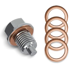 1 Piece Aluminum Engine Oil Drain Plug, Sump Drain Nut Bolt, with 5 Washer Bolts Leak-proof Replacement, Universal for Auto Motorcycle Boats Heavy Duty Oil Drain Plug (Silver #M12x1.25)
