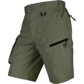 Men's Cargo Shorts Stretch Waist Lightweight Work Shorts Ripstop Tactical Shorts for Hiking, Military, Hunting