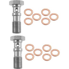 X AUTOHAUX 2 قطعة الفولاذ المقاوم للصدأ M10x1.25 الموضوع توربو الفرامل خط مسمار بانجوي مع غسالات النحاس مزدوجة مسمار بانجوي طول 30 مللي متر