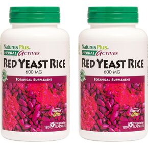 NaturesPlus Herbal Actives Red Yeast Rice - 120 Vegetarian Capsules, Pack of 2 - Maximum Potency Herbal Supplement - Gluten Free - 240 Total Servings