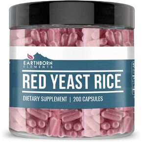 Earthborn Elements Red Yeast Rice 200 Capsules, Pure & Undiluted, No Additives