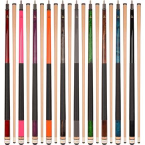 Set of Aska L2 Billiard Pool Cue Sticks, 58" Hard Rock Canadian Maple, 5/16x18 Joint, 13mm Hard Tip, Mixed Weights