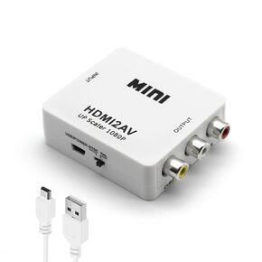 HDMI to RCA Converter, 1080p HDMI to AV Converter Mini HDMI to 3RCA CVBs Composite Video Audio Adapter for TV/PS3/VHS/VCR/DVD/PC/Blu-Ray DVD