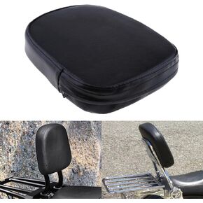 Universal Motorcycle Black Rectangular Synthetic Leather Rear Sissy Bar Backrest Cushion Pad for Harley