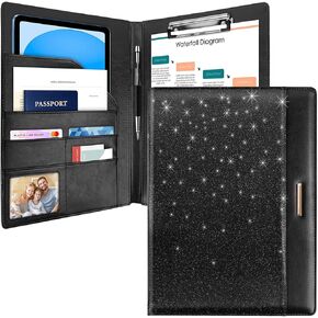 Padfolio/Resume Portfolio Folder for Women Men, WAVEYU Cute Chic Padfolio Cover Folder, Conference/Legal Document Organizer with Letter/A4 Size Clipboard, Document Sleeve, White Flower in Kuwait