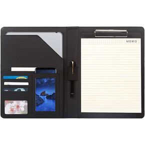 Zippered Padfolio 3 Ring Binder, Notebook for Work, Business Planner and Organizers, Padfolio with Handle, 8 ½ x 11" Writing Pad, PU Leather Folder, Professional Business Documents Portfolio