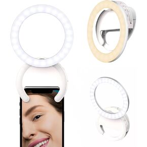 Clip-on Selfie Ring Light for Phone, Rechargeable Travel Clip On Light for Laptop iPhone iMac Monitor, Mini Portable Light for Zoom Conference Make Up Video Recording Photography