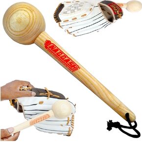 Glove Mallet for Glove Break-in and Shaping Designed in Solid Wood with Free 2-pcs Mini Baseball Bats Unfinished