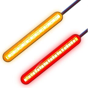 2PCS Motorcycle Indicators Flowing Turn Signal Lights Driving Light License Plate Light for Motorcycle Motorbike LED Amber Red