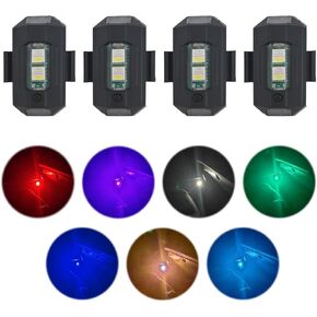 4PCS Rechargeable Night Warning Light LED Strobe Lights 7 Colors Drone Anti-Collision Lights for Car Motorcycle Boat