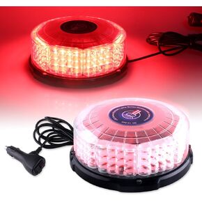 Nrgedzam LED Roof Top Strobe Lights 96 LED Warning Safety Flashing Beacon Lights with Magnetic Base for 12-24V Snow Plow, Trucks, Construction Vehicles (Amber/White)