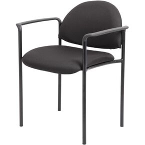 Boss Office Products Dimond Fabric Stacking Chair with Arms in Black in Saudi Arabia
