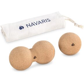Navaris Cork Massage Roller Ball Set (3 Pieces) - Includes Cork Peanut Roller, Cork Massage Ball, Cork Mini Roller - Rollers for Back and Muscles