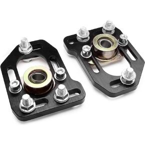 2 Pcs Caster Camber Plates Compatible with Mustang 1979-1989 Front Adjustable +/-3.0 Camber +/-2.0 Caster Plates Aluminum Alloy 79 80 81 82 83 84 85 86 87 88 89 Mustang (Black)
