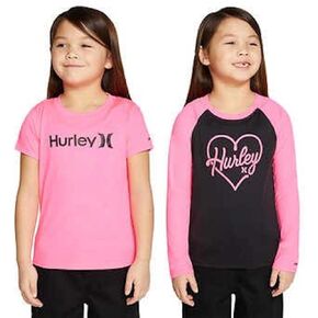 Hurley Youth Girl's 2 Pack UPF 50+ Sun Protection Tees