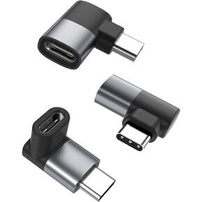 Basesailor 90 Degree USB C Adapter 3Pack,Right Angle USB C Male to Type C 40Gbps 100W Female Extender Connector,Thunderbolt 3 Up&Down Extension Converter for iPhone 15,MacBook,Steam Deck,Switch,Laptop