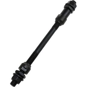 Bike Axle 175mm/6.98" Bicycle Multiple Speed Rear Hub Axle 3/8" Black 26 TPI Hub Conical Lock Nut Kit-1PCS