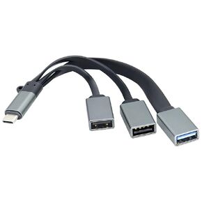 zdyCGTime Right Angle Type C 3.0 Male to 1 USB 3.0 A Female+2 USB 2.0 A Female OTG Cable 90 Degree USB C to USB A Data and Charging OTG Splitter Cable for Computers Phones&Other Devices(19cm/1 Pack)