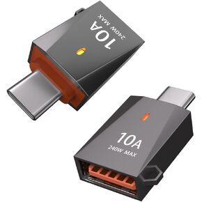 2PCS USB C to USB Adapter,Type C Male to USB 3.2 Female Converter,Keyhole Wearable OTG Adapter for Data,Charging & Connecting Type C and USB A Ports-Portable Zinc Alloy Design.
