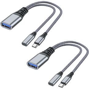 AreMe 2 Pack OTG Cable Adapter for Fire TV Stick 4K, Powered Micro USB to USB OTG Cable for Android Phone Tablet and More Host Devices with Micro USB (Grey)