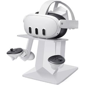 حامل VR متوافق مع Meta Quest 3/Meta Quest 2، وحامل عرض سماعة الرأس، ومحطة تثبيت وحدة التحكم، مع قاعدة أكثر استقرارًا وثقيلة، سهلة التركيب - أبيض in Kuwait